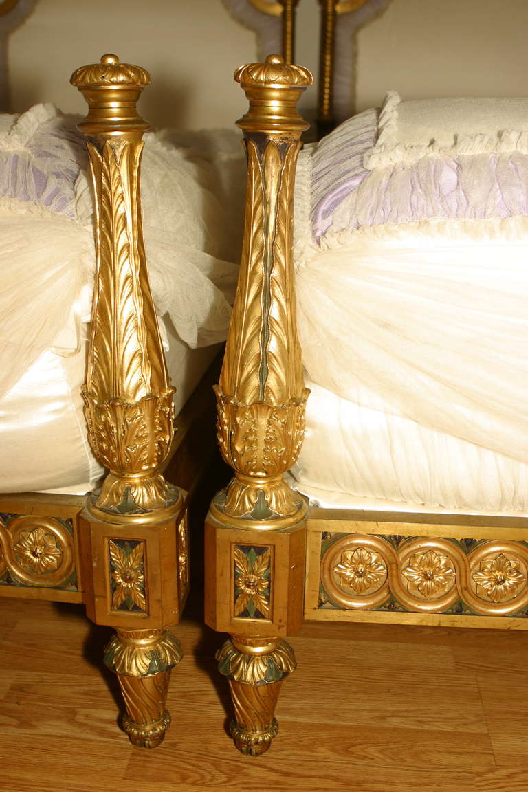 Napoleon III 19th Century French Pair of Luxurious Gilt Bronze Beds For Sale