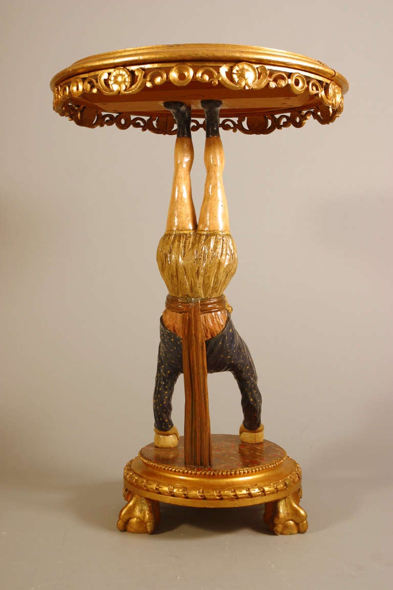 19th Century Rare and Exquisite Venetian Acrobat Pedestal In Good Condition For Sale In BRUXELLES, BE