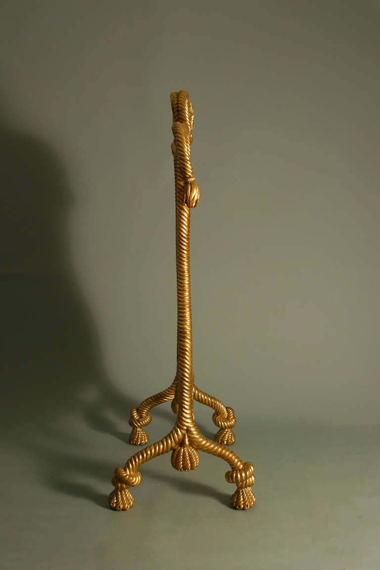 1850s French Second Empire rare carved and gilt ''corded '' fire screen For Sale 6