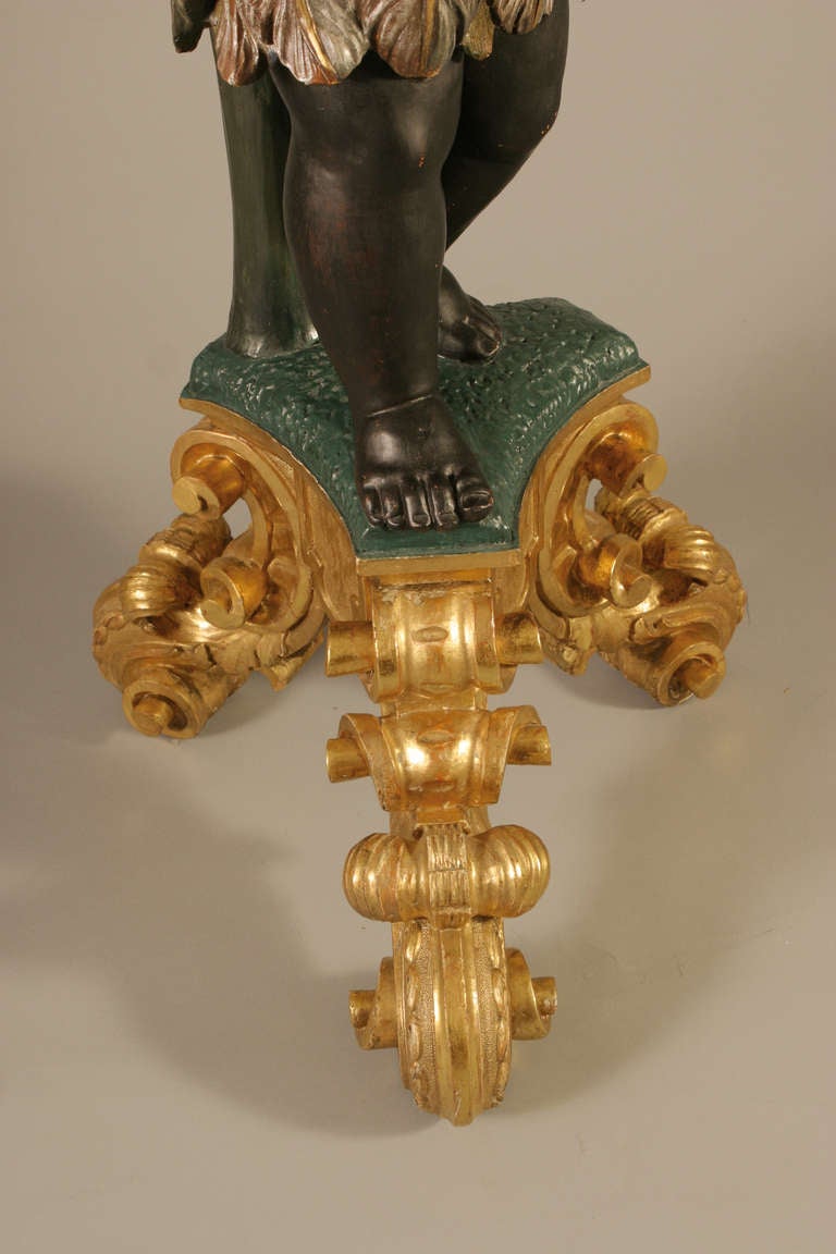 19th C. Venetian Blackamoor Under A Palm Tree Console For Sale 5