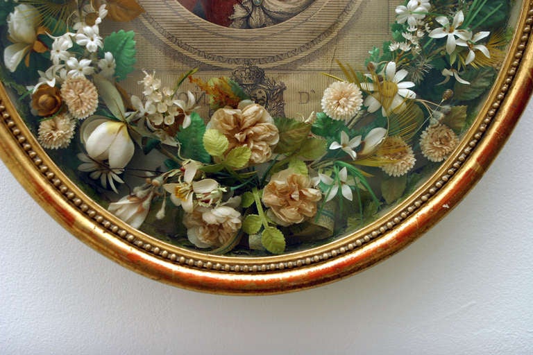 19th Century 1830s French under Glass Composition featuring Marie- Antoinette For Sale