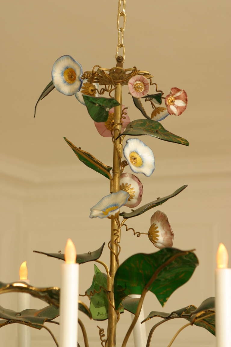 19th Century 19th C. French Rare and Exquisite Gilt Bronze Bindweed Chandelier For Sale