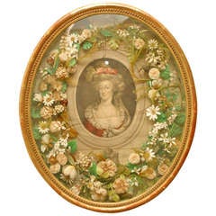 1830s French under Glass Composition featuring Marie- Antoinette