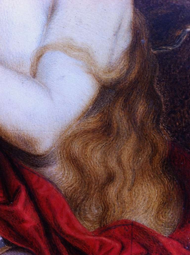 Italian 17th c. Mary Magdalene, gouache on vellum. For Sale