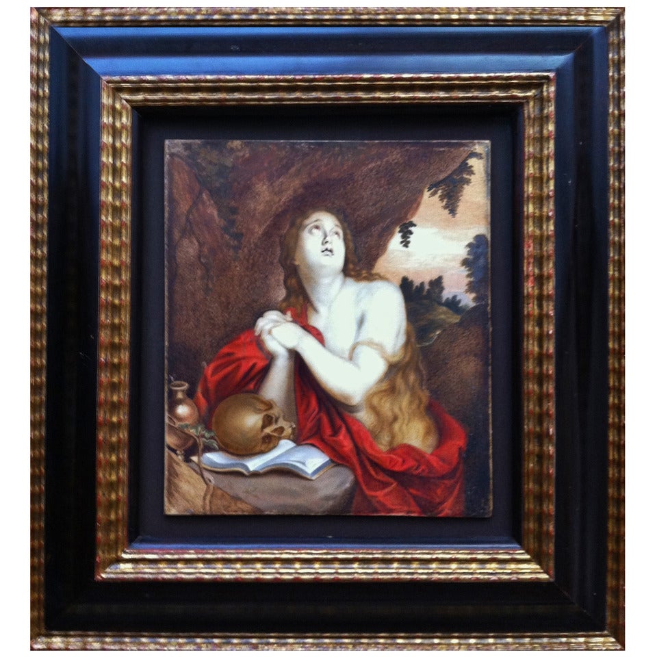 17th c. Mary Magdalene, gouache on vellum. For Sale