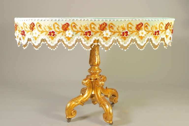 1850s. French Second Empire gilt wood center table