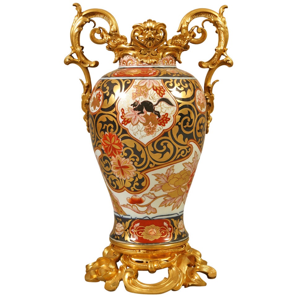 19th Century Gilt Bronze and Porcelain Vase For Sale