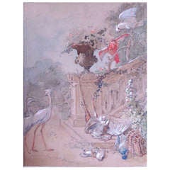 19th Century Pair of Watercolors Representing the Music and the Hunting
