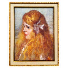 20th Century Pastel on Paper Representing the Portrait of a Little Girl
