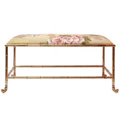 Brass Faux Bamboo Bench