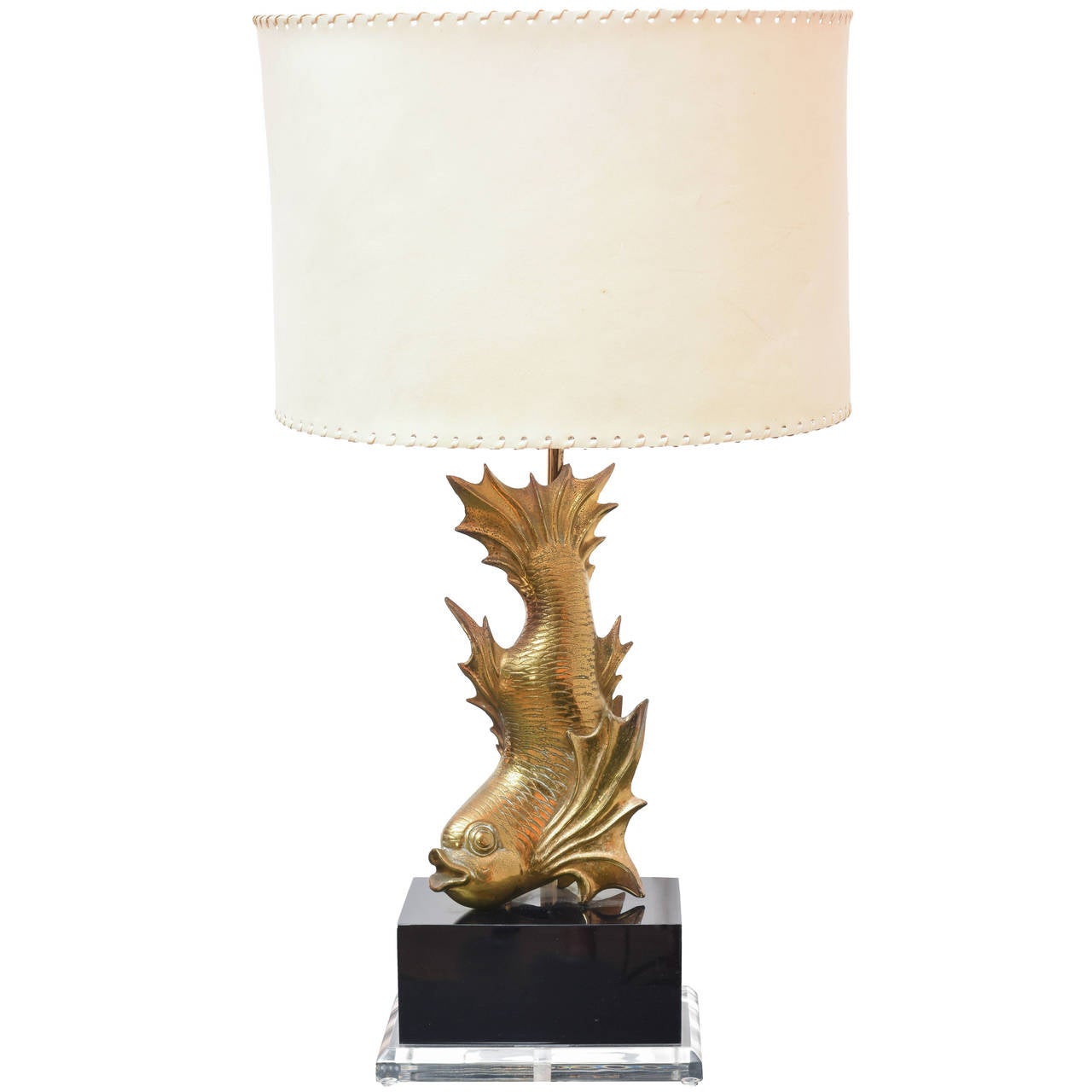 Gilt Brass Fish Italian Table Lamp, 1970s For Sale at 1stDibs