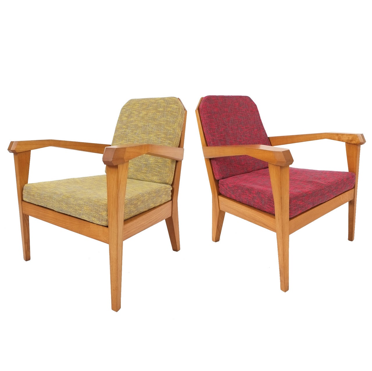 Elegant 1920s Pair of Felix Kayser Attributed Easy Chairs, Bauhaus