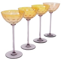 Four Champagne Glasses by Bakalowits & Sohne in Style of Koloman Moser