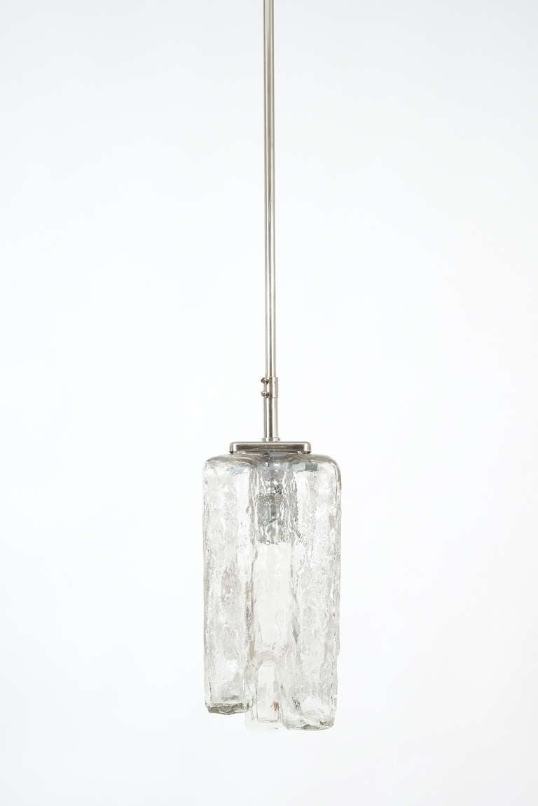 Mid-Century Modern Multiple Austrian Clear Glass Pendant Lamps by J.T. Kalmar, 1950 For Sale