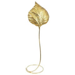 Beautiful Tommaso Barbi Giant Leaf Brass Floor Lamp
