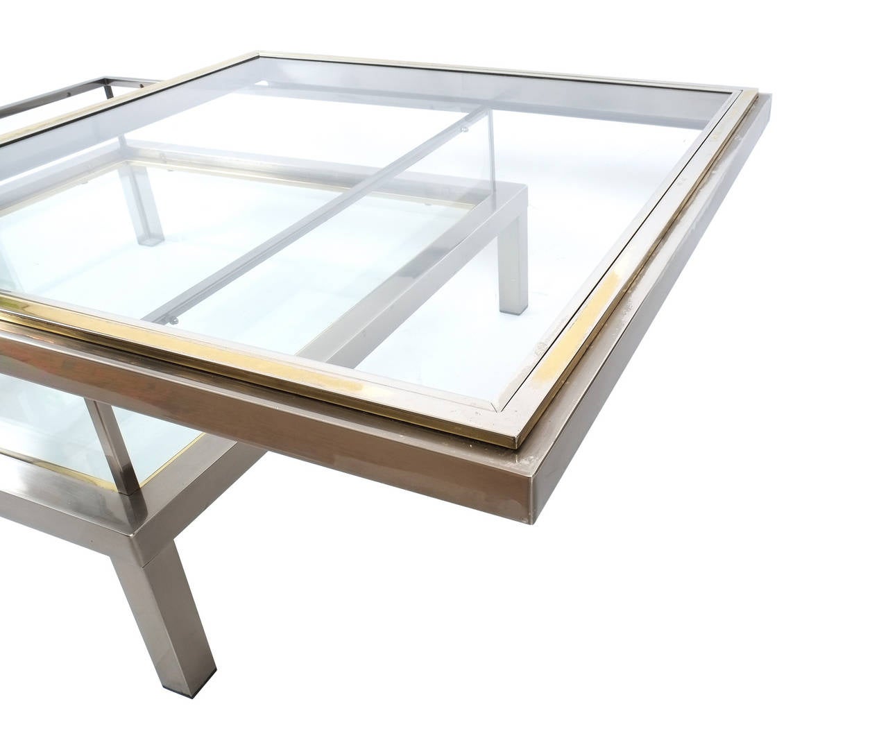 Elegant Romeo Rega Brass and Chrome Coffee Table with Interior Display 2