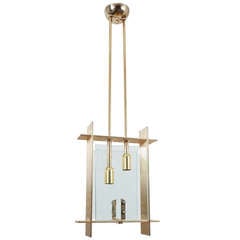 Vintage Refurbished Italian Clear Glass Brass Pendant in The Style Of Fontane Art