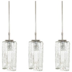 Multiple Austrian Clear Glass Pendant Lamps by J.T. Kalmar, 1950