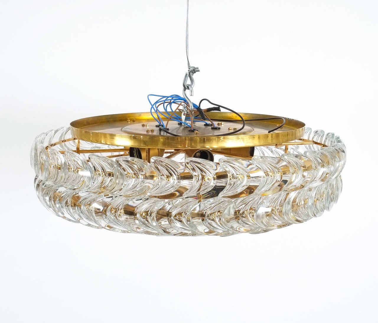 Palwa Gold Brass and Glass Flush Mount Ceiling Lamp Light, Germany 1960 2