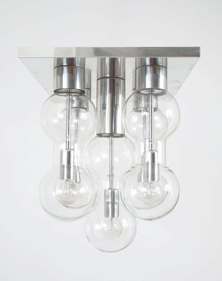 Mid-Century Modern Doria Midcentury Hourglass Glass Flush Mount For Sale