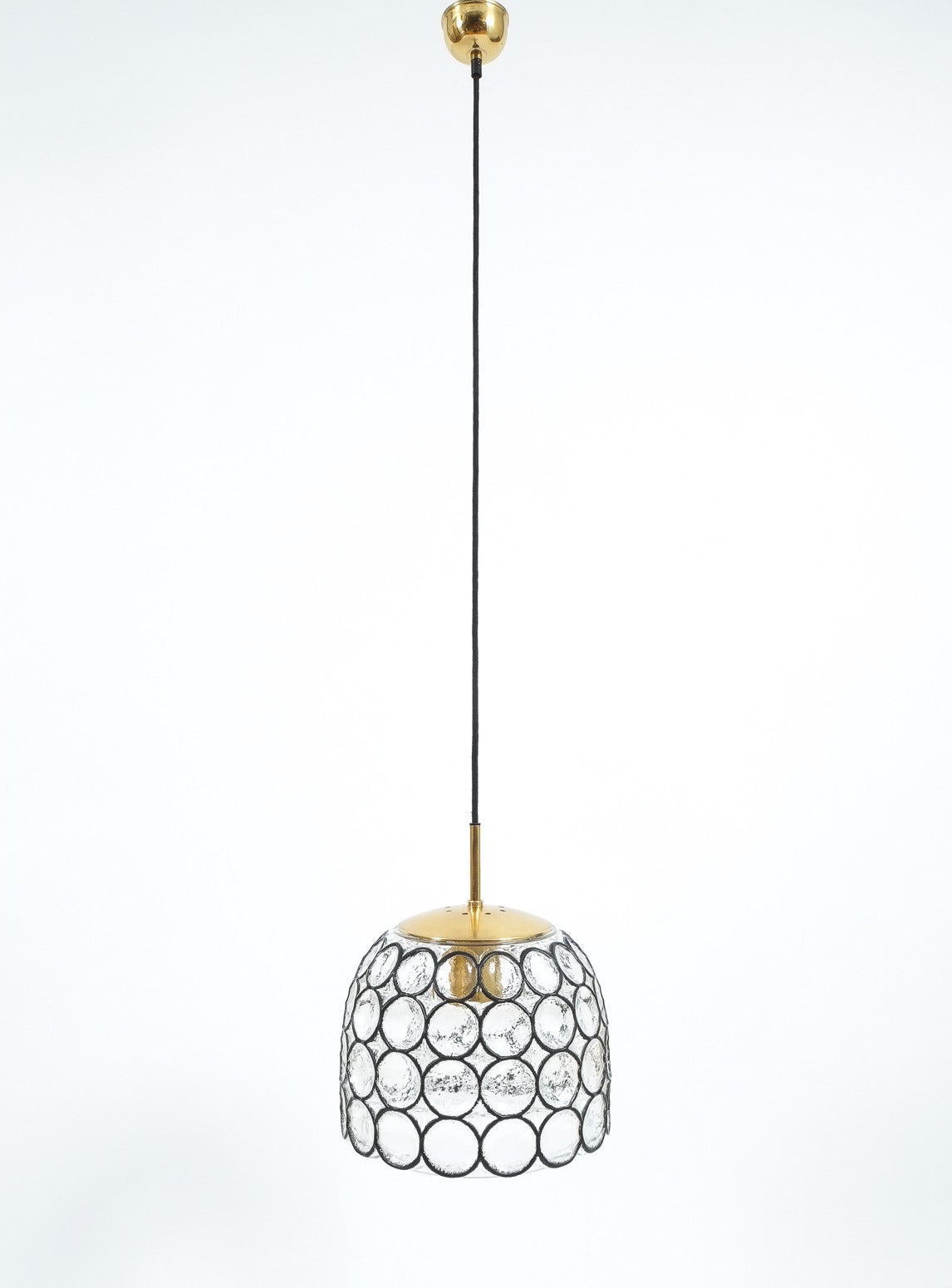 Pair of Large Iron and Glass Pendant Lamps by Limburg, 1960