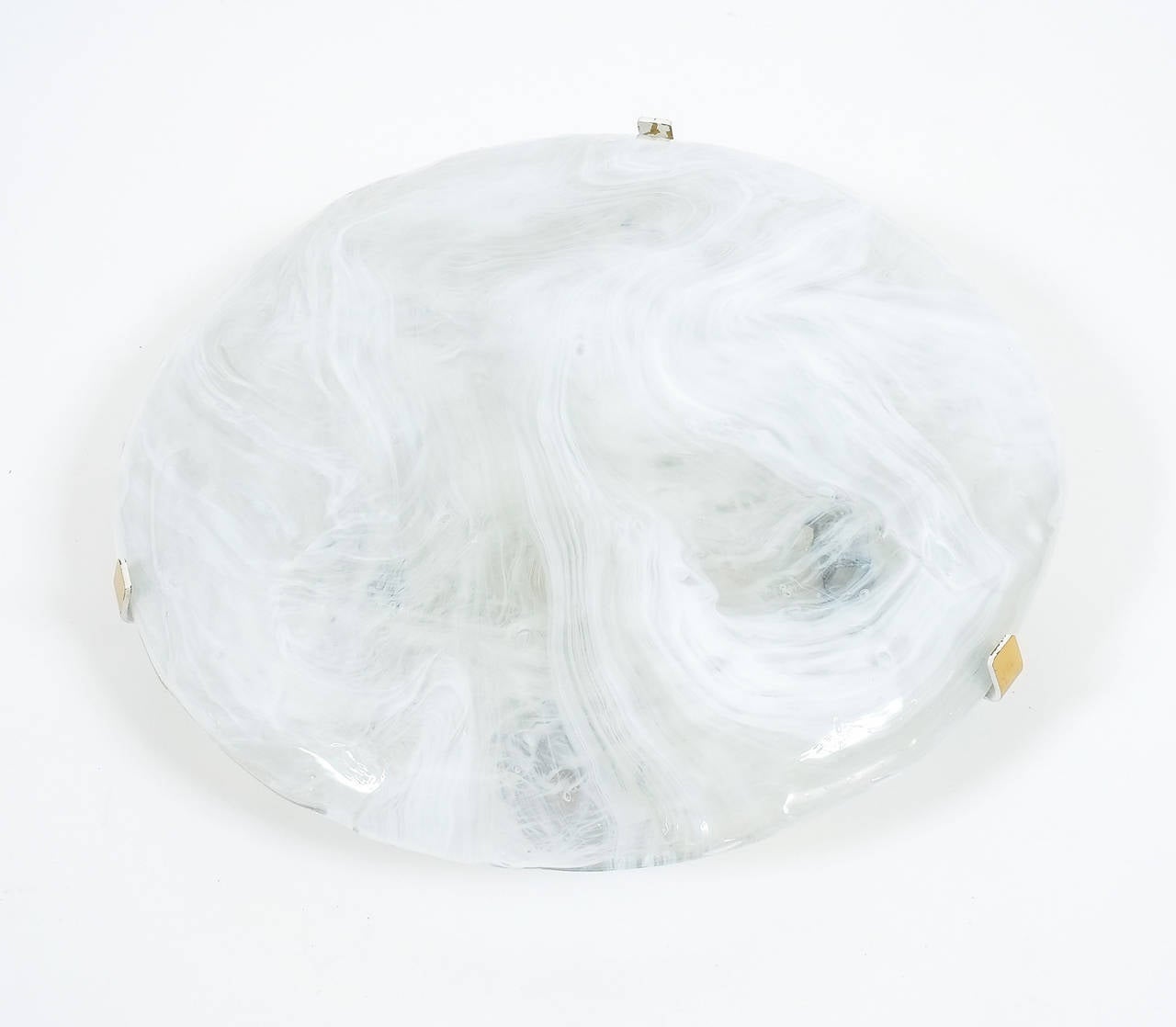 Mid-Century Modern Gorgeous Kalmar White and Clear Glass Swirl Flush Mount