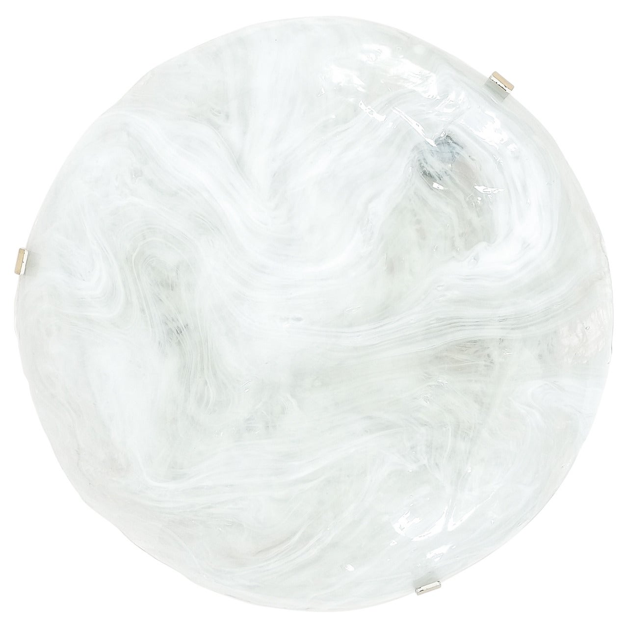 Gorgeous Kalmar White and Clear Glass Swirl Flush Mount