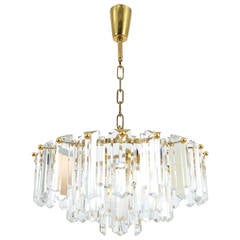 J.T. Kalmar Tiered Crystal Glass and Gilded Brass Chandelier