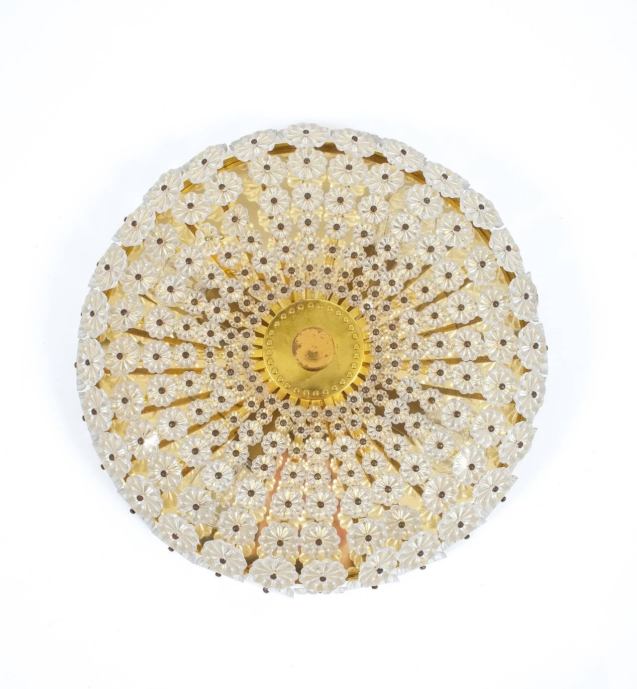 Mid-Century Modern Petite Emil Stejnar Brass Flower Flush Mount Lamp