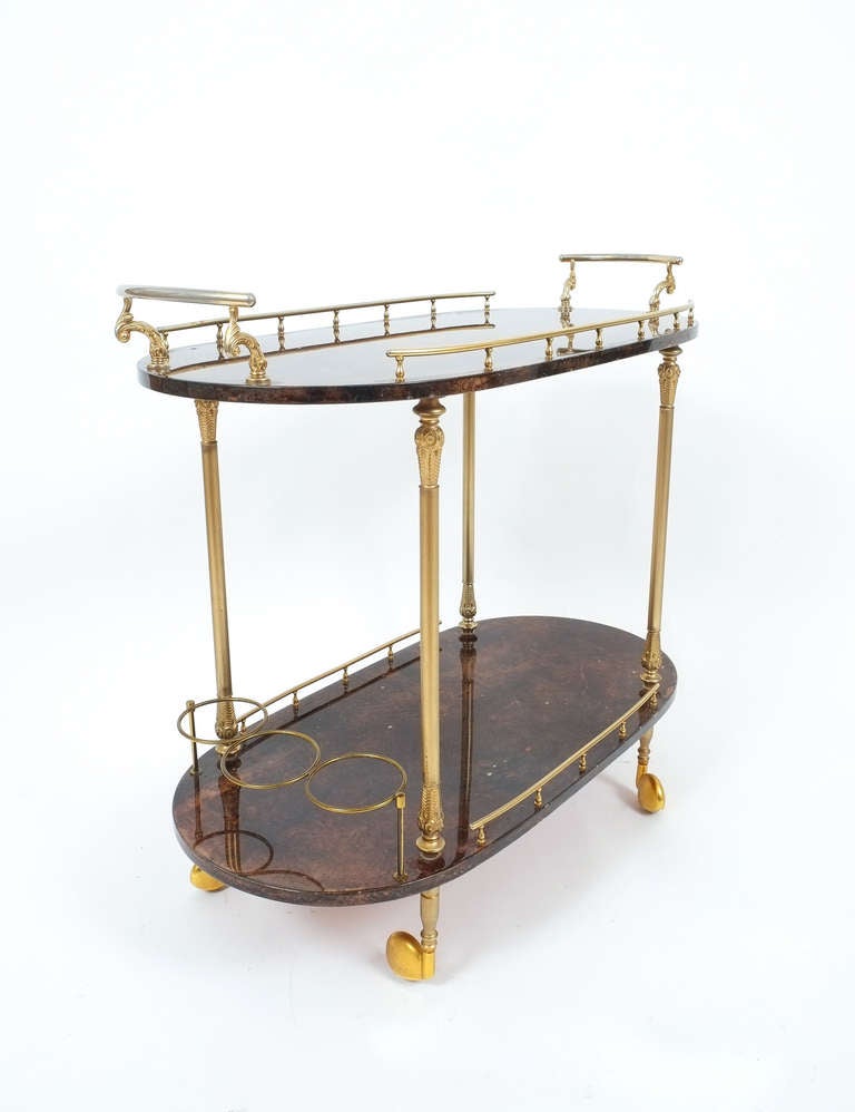 Aldo Tura Parchment Bar Cart 1960