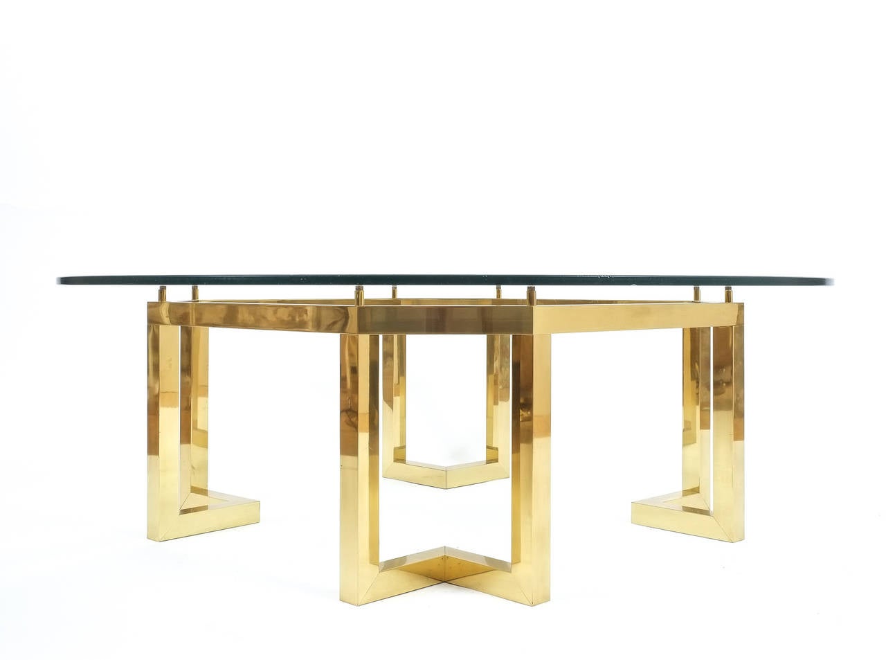 Pair of Large Italian Brass Coffee Tables Attributed to Romeo Rega In Excellent Condition In Vienna, AT