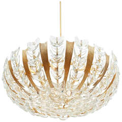 Large Gilt Brass and Glass Chandelier by Palwa, 1960 5