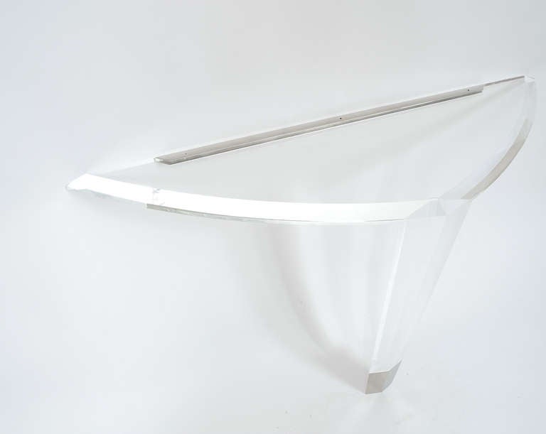 Hollywood Regency Sculptural Lucite Console Table from Italy