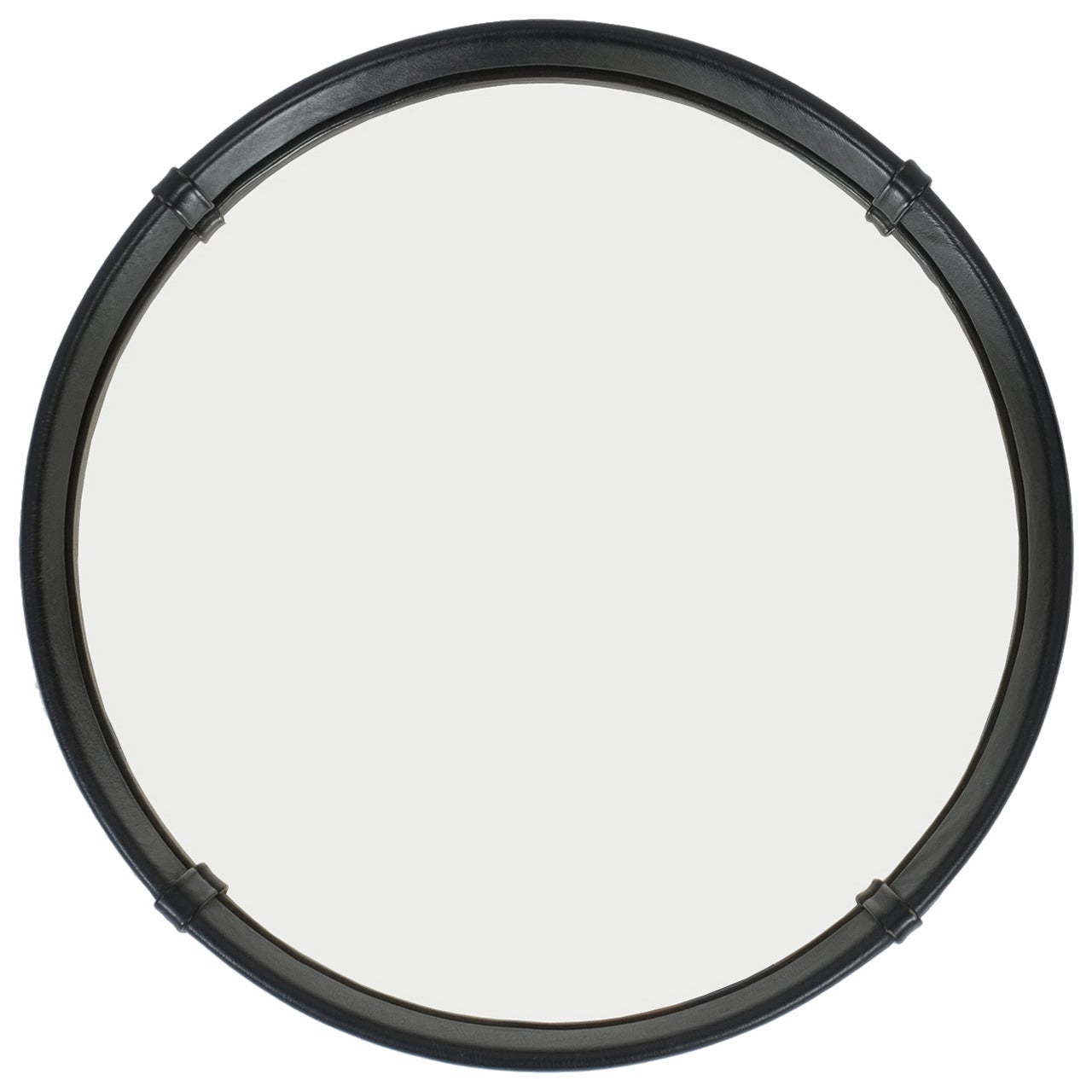 Circular Leather Wrapped Mirror by Pace