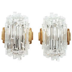 Expressive French Block Glass Sconces