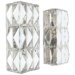 Pair of Bakalowits Facetted Crystal Glass Sconces