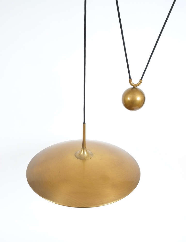 German Large Adjustable Brass Counterweight Pendant by Florian Schulz