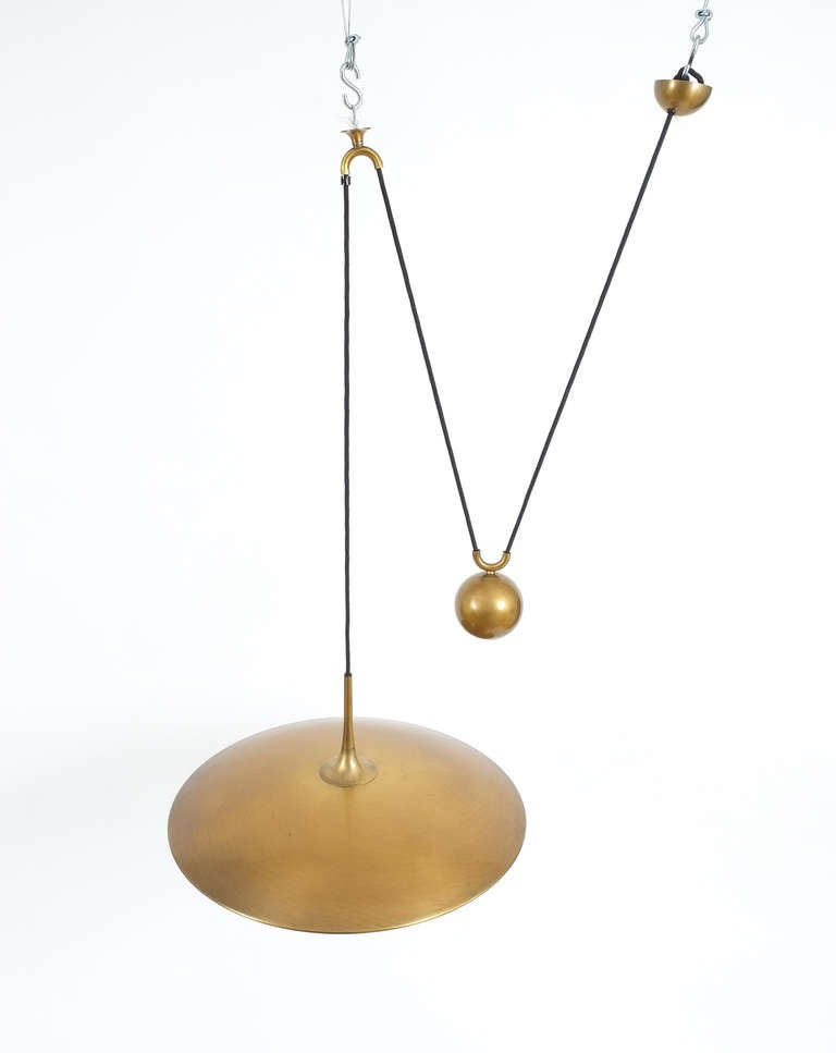 Late 20th Century Large Adjustable Brass Counterweight Pendant by Florian Schulz