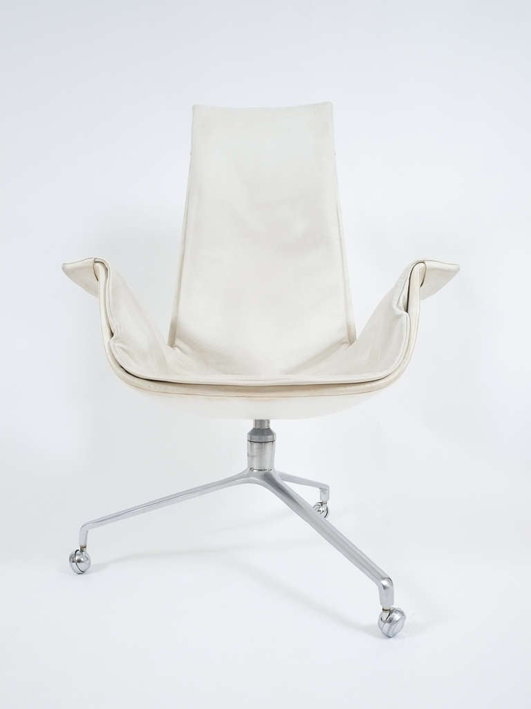Danish White High Back Tulip Chair by Preben Fabricius and Jørgen Kastholm