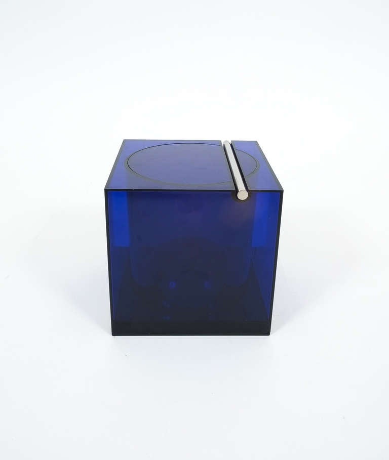 Rare Blue Lucite Ice Bucket By Cini & Nils Milano 2