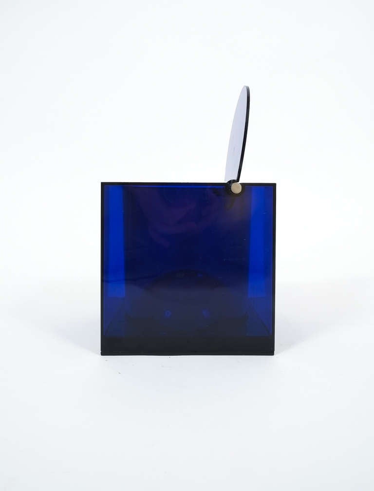 Italian Rare Blue Lucite Ice Bucket By Cini & Nils Milano
