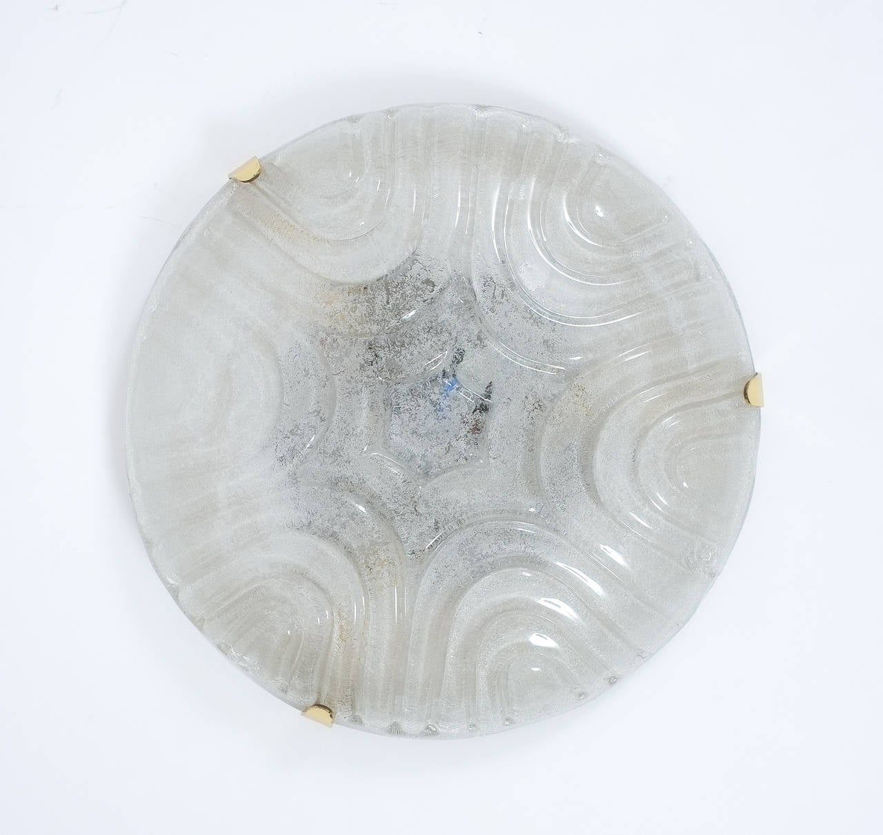Mid-Century Modern Large Textured Glass Flush Mount by Hillebrand, 1970 For Sale