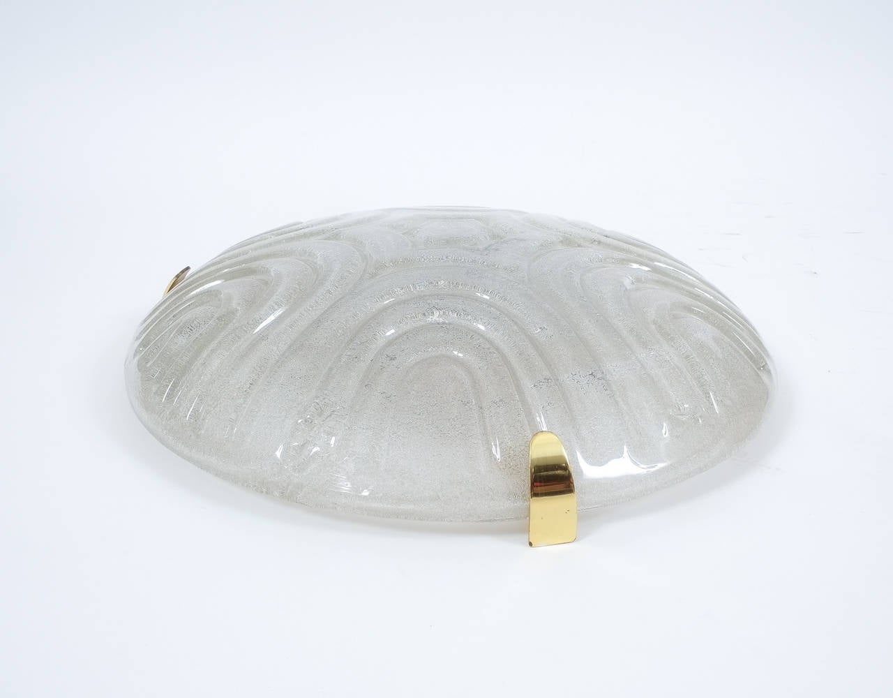 German Large Textured Glass Flush Mount by Hillebrand, 1970 For Sale