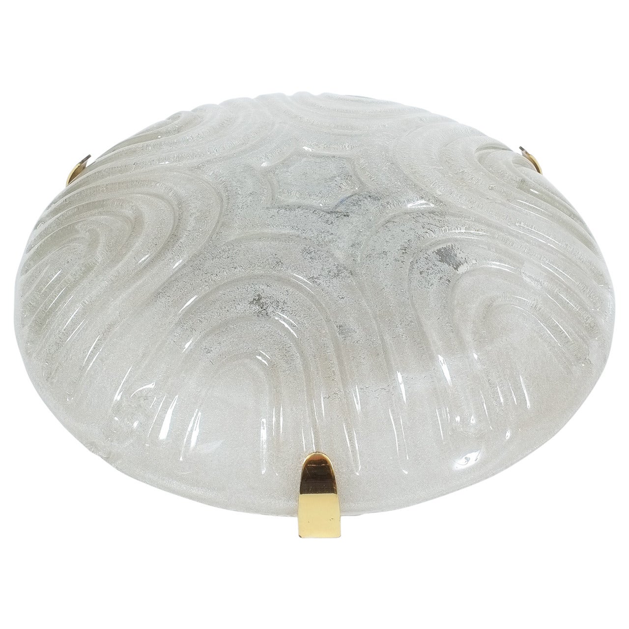 Large Textured Glass Flush Mount by Hillebrand, 1970 For Sale