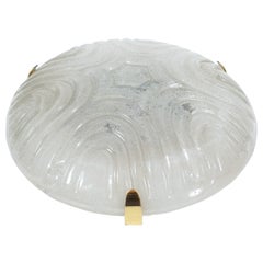 Large Textured Glass Flush Mount by Hillebrand