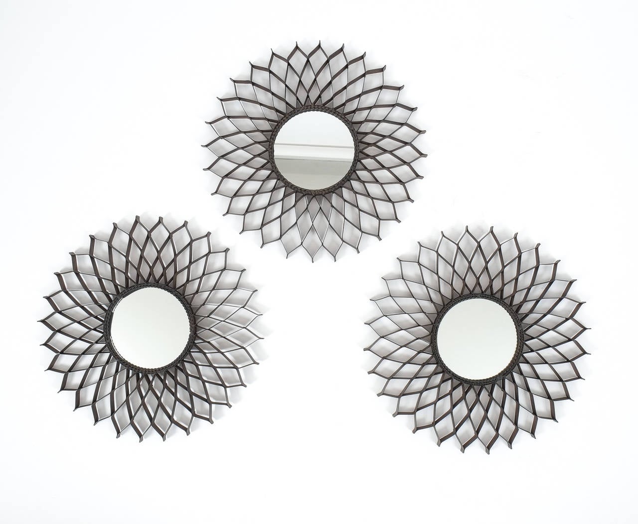 Set of Three French Iron Sun Mirrors In Good Condition In Vienna, AT