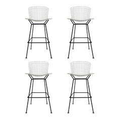 Pair of Vintage Harry Bertoia Bar Stools Black & White 11