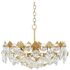 Petite Gilded Brass and Glass Chandelier by Palwa