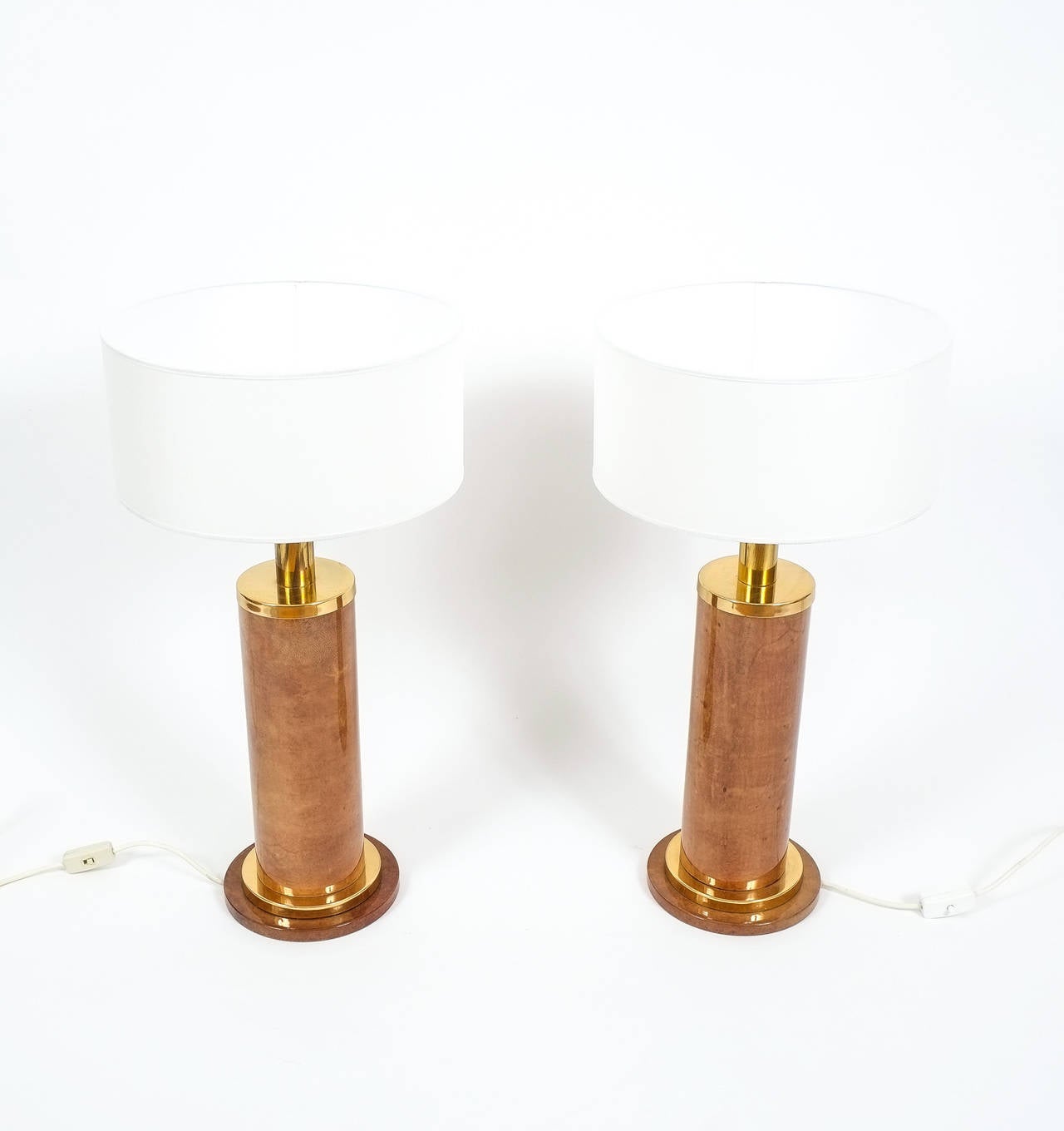 Italian Aldo Tura Pair of Large Table Lamps Parchment, Italy, circa 1960