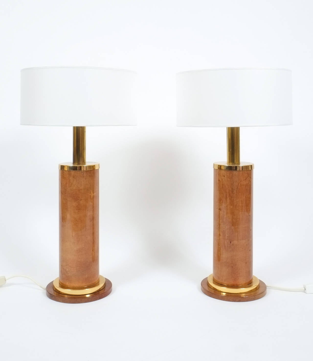 Dyed Aldo Tura Pair of Large Table Lamps Parchment, Italy, circa 1960